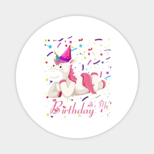 Funny Family It's My Birthday Girl Unicorn Gift Magnet